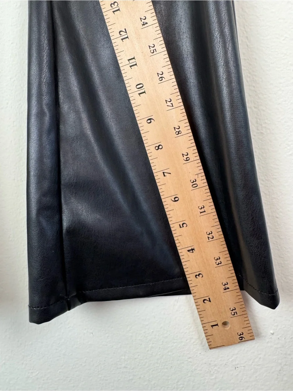MOTHER Weekender Heel Faux Leather Flare Pants Black Size 27